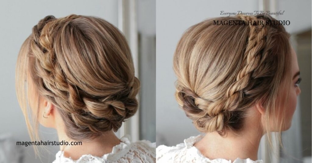 20 Trendiest Updos for Medium Length Hair: Stylish Looks for Every Occasion 3 Braided Crown Updo