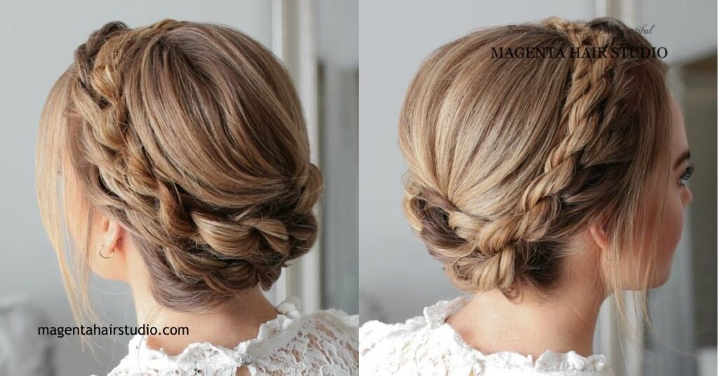 20 Trendiest Updos for Medium Length Hair: Stylish Looks for Every Occasion 13 Twisted Crown Bun