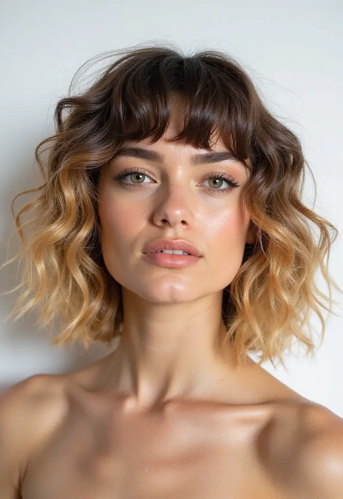 25 Blonde Hair with Dark Roots Looks That Stay Trendy 18 25 Blonde Hair with Dark Roots Looks That Stay Trendy - 18. Fresh Fringe with Curls