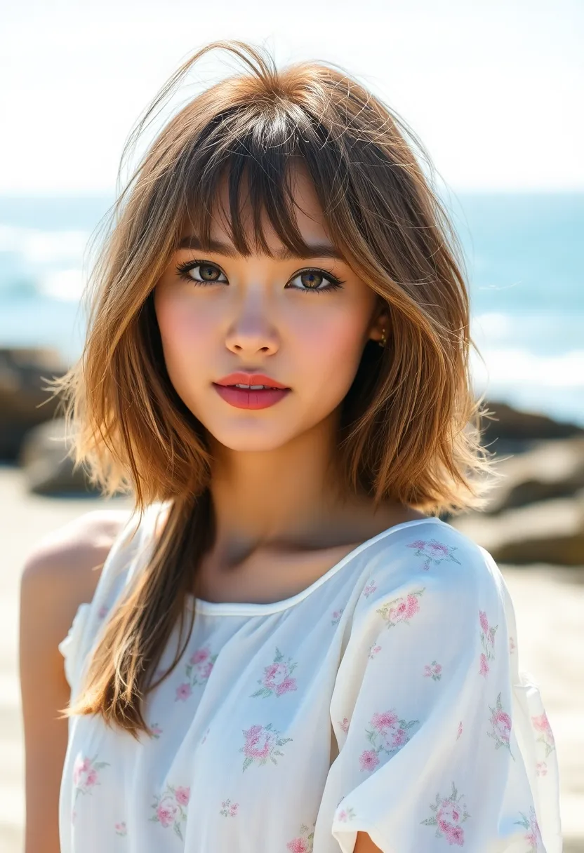 25 Classy Short Bob Haircuts and Hairstyles with Bangs That Stay Timeless - 16. Beachy Bob with Textured Bangs