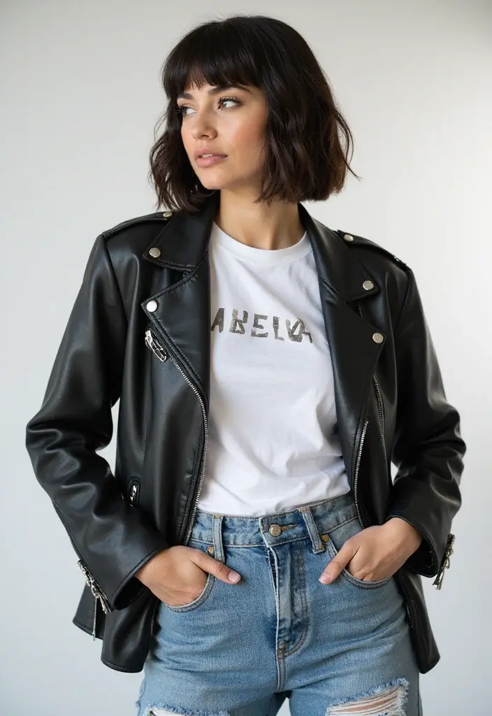 25 Classy Short Bob Haircuts and Hairstyles with Bangs That Stay Timeless - 2. Textured Bob with Blunt Bangs