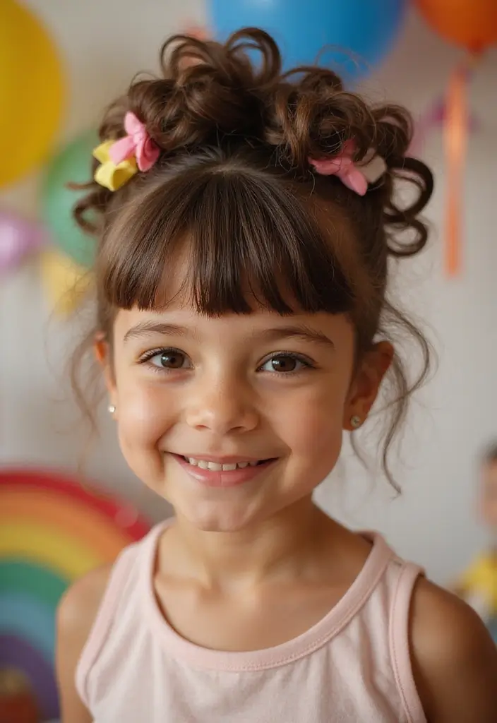 25 Curly Hair with Bangs Styles That Feel Effortless & Cute - 15. Curly Updo with Bangs