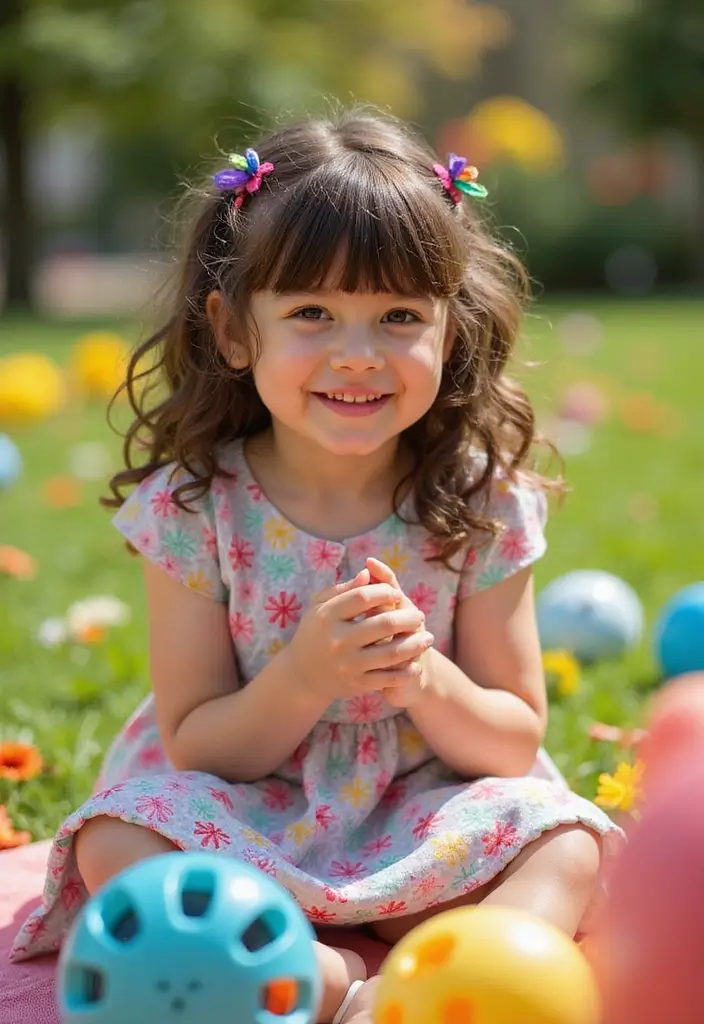 25 Curly Hair with Bangs Styles That Feel Effortless & Cute - 24. Curly Bangs with Fun Clips