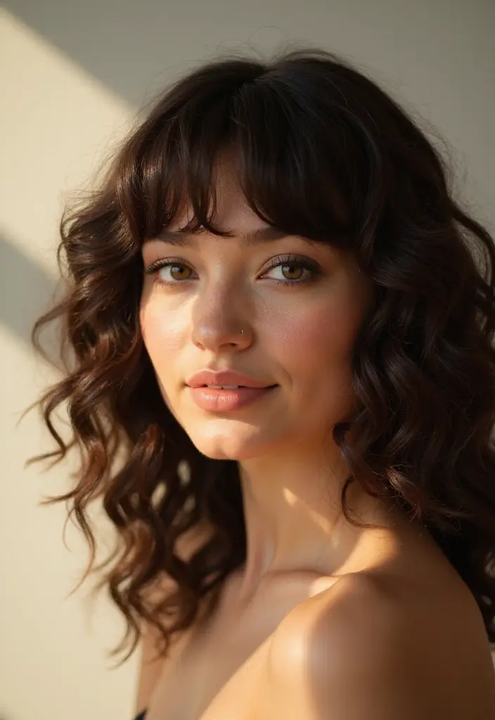 25 Hairstyles for Thin Hair Round Face That Add Fullness 11 25 Hairstyles for Thin Hair Round Face That Add Fullness - 11. Curly Bangs