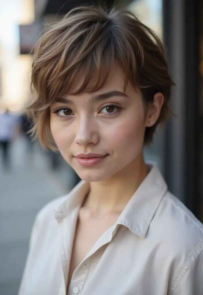 25 Hairstyles for Thin Hair Round Face That Add Fullness 4 25 Hairstyles for Thin Hair Round Face That Add Fullness - 4. Textured Pixie Cut