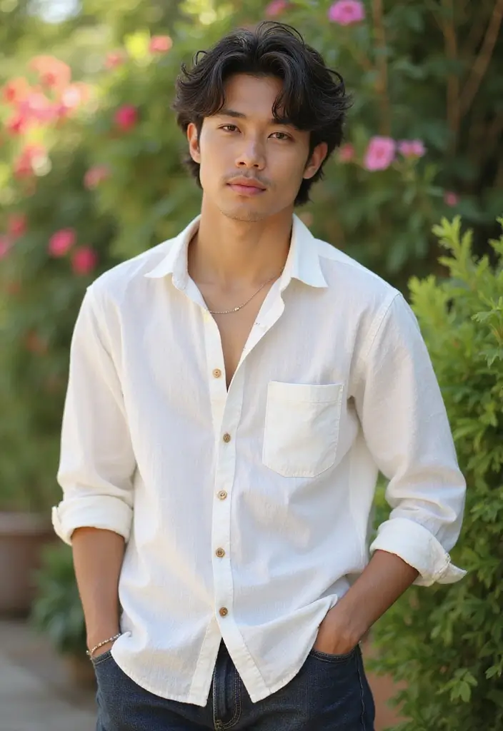 27 Asian Men Hairstyles That Define Modern Style 14 27 Asian Men Hairstyles That Define Modern Style - 14. The Casual Curly Ponytail