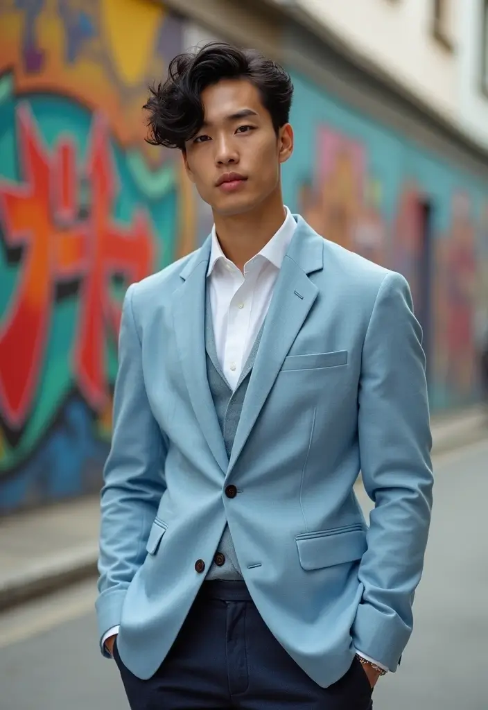 27 Asian Men Hairstyles That Define Modern Style 15 27 Asian Men Hairstyles That Define Modern Style - 15. The Half-Up Curly Style