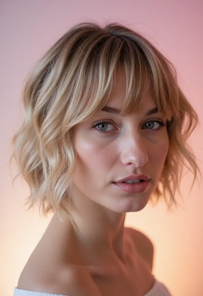 27 Choppy Bob Hairstyles That Add Volume & Movement - 2. Textured Bob with Bangs