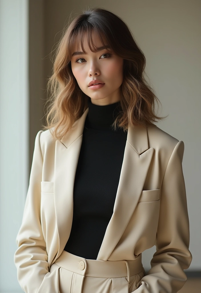 27 Flattering Hairstyles for Round Faces That Slim Instantly - 11. Curtain Bangs with Wavy Lob