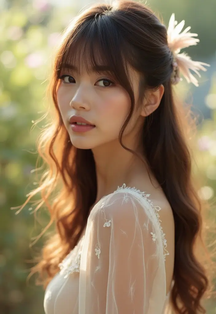 27 Flattering Hairstyles for Round Faces That Slim Instantly - 12. Feathered Bangs with Long Locks