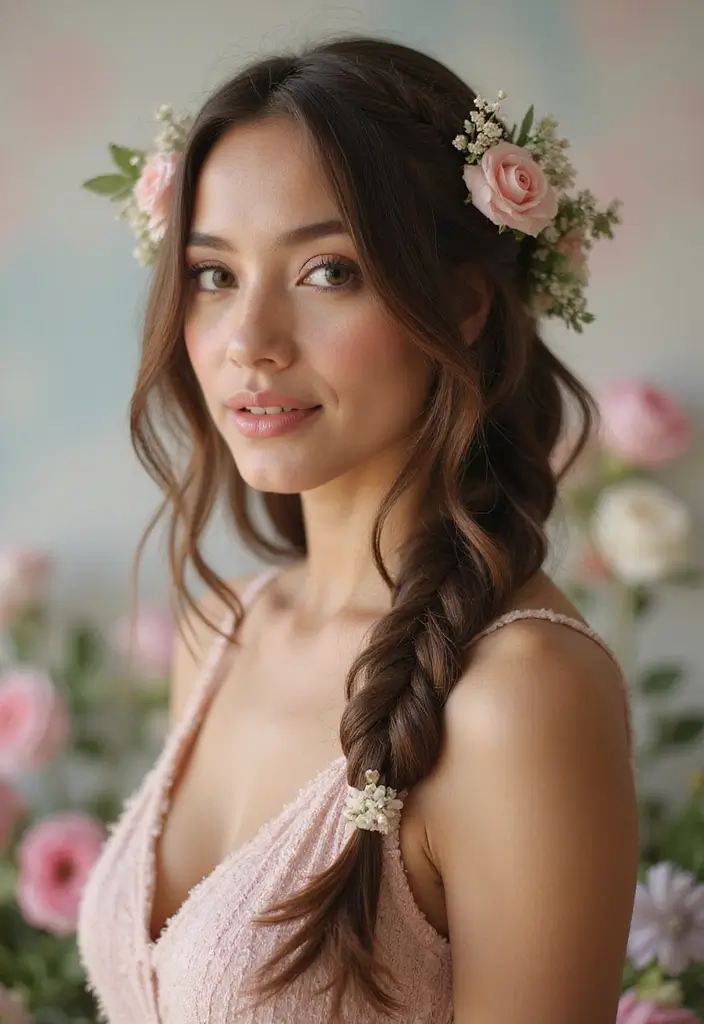 27 Flattering Hairstyles for Round Faces That Slim Instantly - 13. Braided Crown with Loose Ends