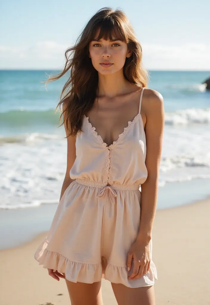 27 Flattering Hairstyles for Round Faces That Slim Instantly - 17. Beachy Waves with Bangs