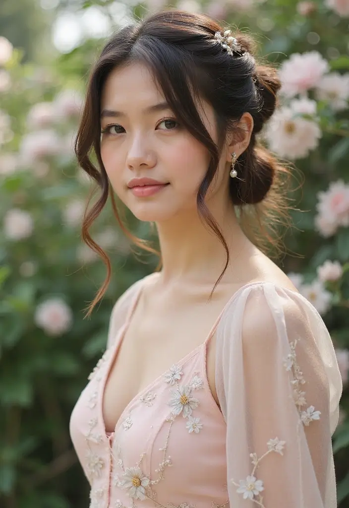 27 Flattering Hairstyles for Round Faces That Slim Instantly - 19. Twisted Half-Up Style