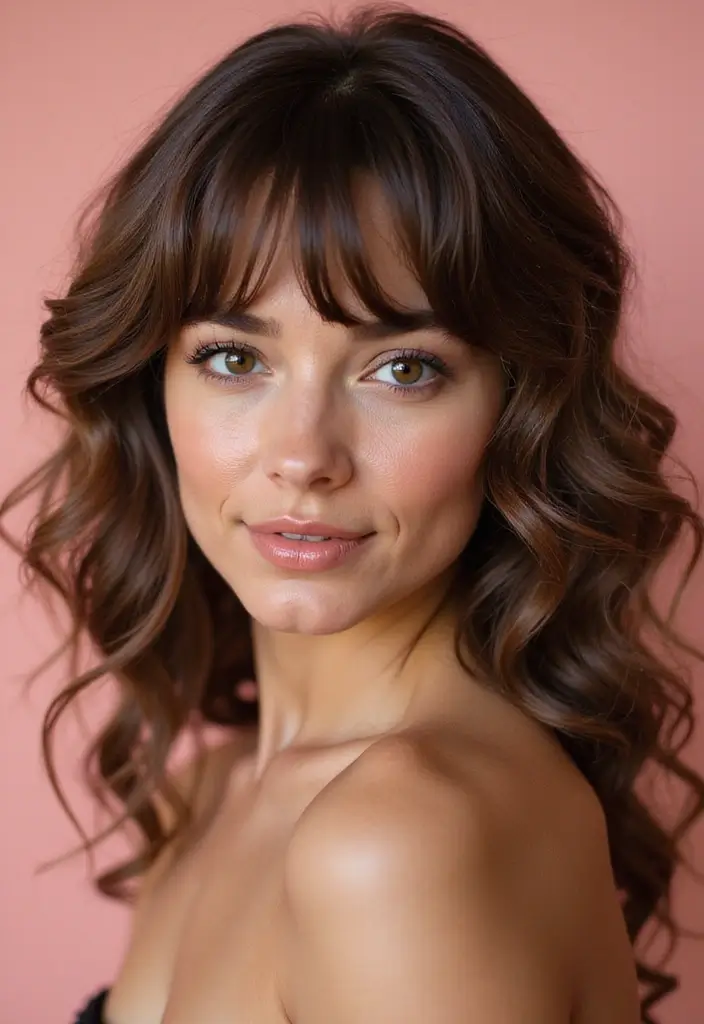 27 Flattering Hairstyles for Round Faces That Slim Instantly - 5. Soft Curls with Bangs