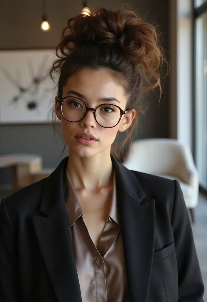 27 Hairstyles for Women Over 50 with Glasses That Look Stylish 16 27 Hairstyles for Women Over 50 with Glasses That Look Stylish - 16. High Volume Updo