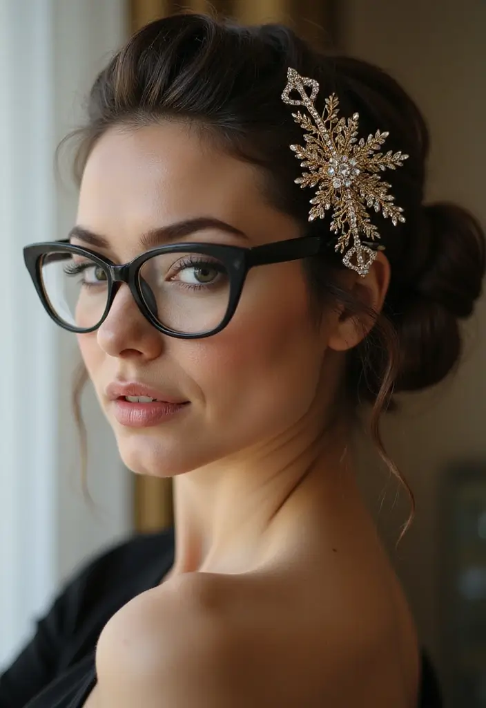 27 Hairstyles for Women Over 50 with Glasses That Look Stylish 19 27 Hairstyles for Women Over 50 with Glasses That Look Stylish - 19. Classic French Twist