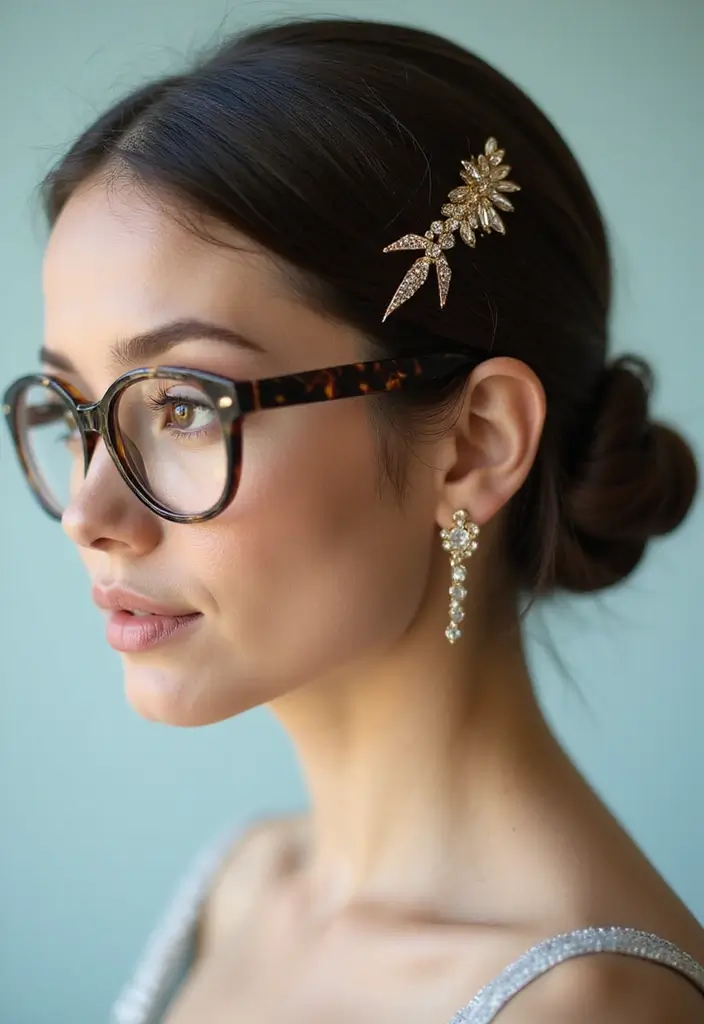 27 Hairstyles for Women Over 50 with Glasses That Look Stylish 24 27 Hairstyles for Women Over 50 with Glasses That Look Stylish - 24. Statement Hairpins with Updos