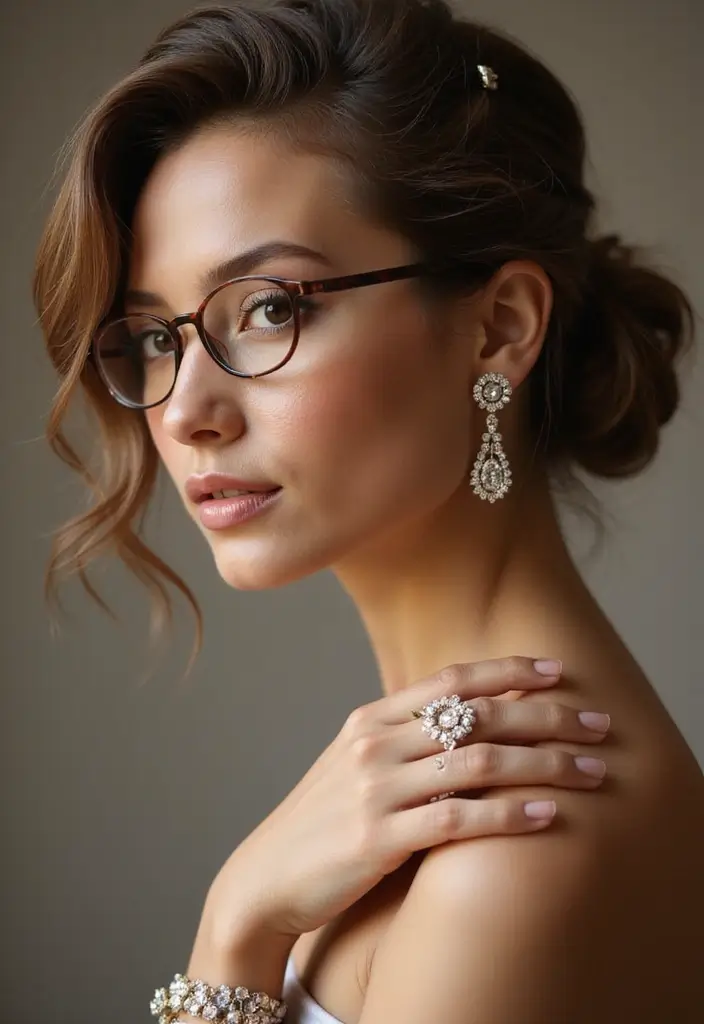 27 Hairstyles for Women Over 50 with Glasses That Look Stylish 3 27 Hairstyles for Women Over 50 with Glasses That Look Stylish - 3. Side-Swept Updo