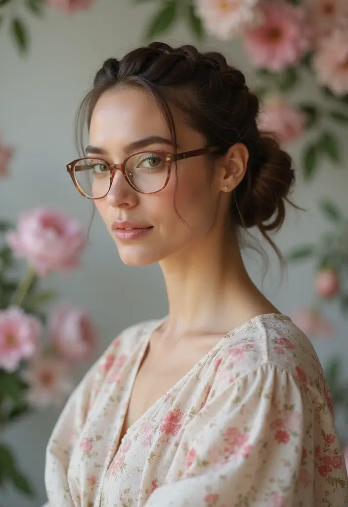 27 Hairstyles for Women Over 50 with Glasses That Look Stylish 6 27 Hairstyles for Women Over 50 with Glasses That Look Stylish - 6. Braided Updo