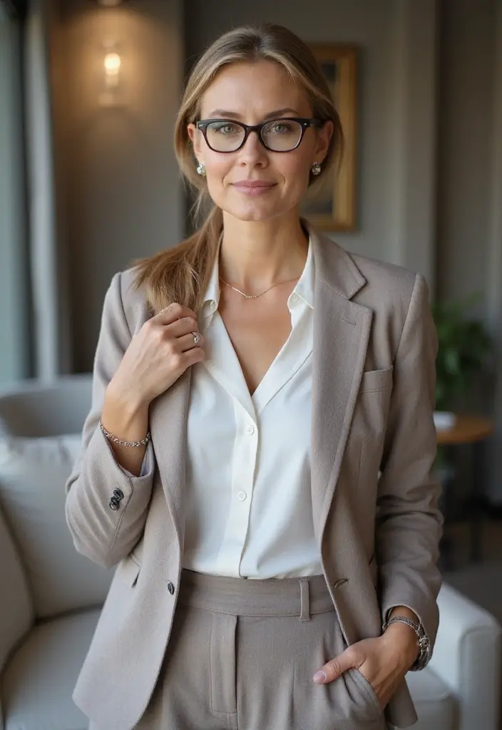 27 Hairstyles for Women Over 50 with Glasses That Look Stylish 8 27 Hairstyles for Women Over 50 with Glasses That Look Stylish - 8. Sleek Low Ponytail