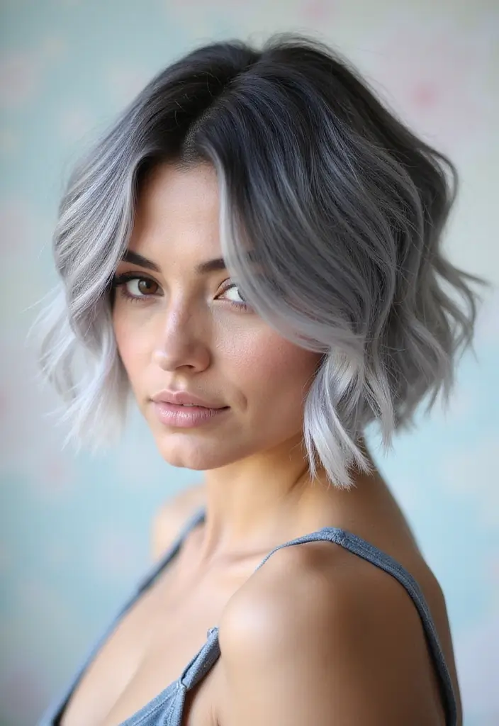 27 Shades of Grey Silver & White Highlights That Look Stunning 1 27 Shades of Grey Silver & White Highlights That Look Stunning - 1. Silver Ombre Delight