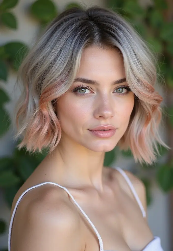 27 Shades of Grey Silver & White Highlights That Look Stunning 15 27 Shades of Grey Silver & White Highlights That Look Stunning - 15. Silver and Rose Gold Touch
