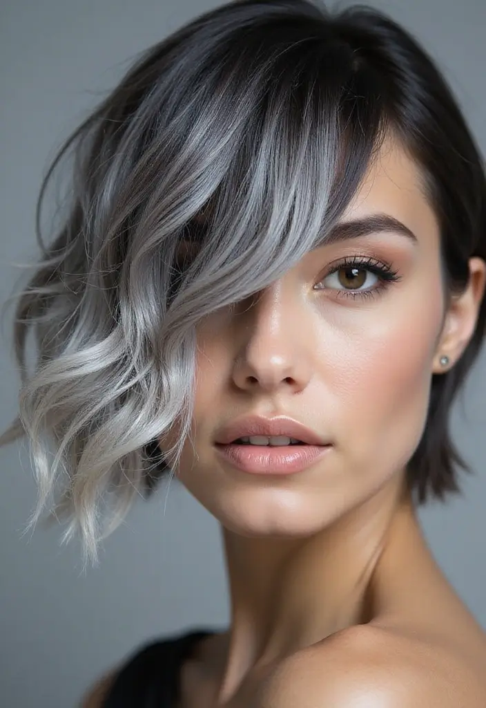 27 Shades of Grey Silver & White Highlights That Look Stunning 16 27 Shades of Grey Silver & White Highlights That Look Stunning - 16. Pearlescent Grey Highlights