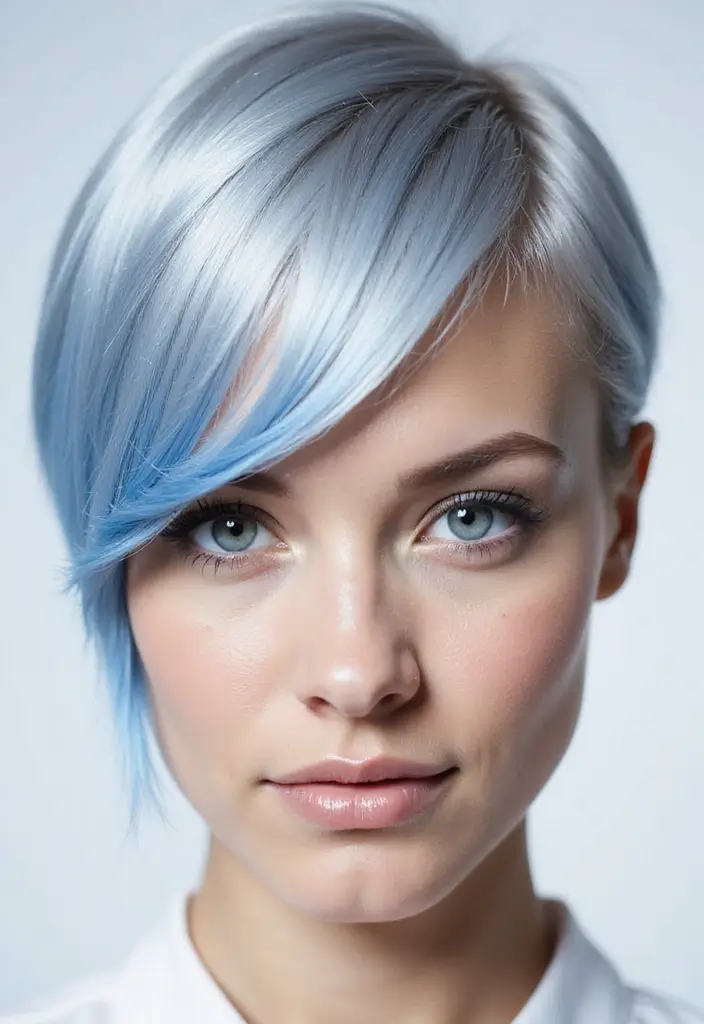 27 Shades of Grey Silver & White Highlights That Look Stunning 27 27 Shades of Grey Silver & White Highlights That Look Stunning - 27. Bright Silver and Soft Blue