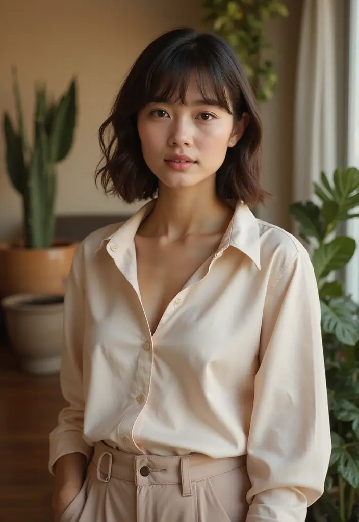 28 Perms for Short Hair That Look Soft & Trendy - 9. Soft Waves with Bangs