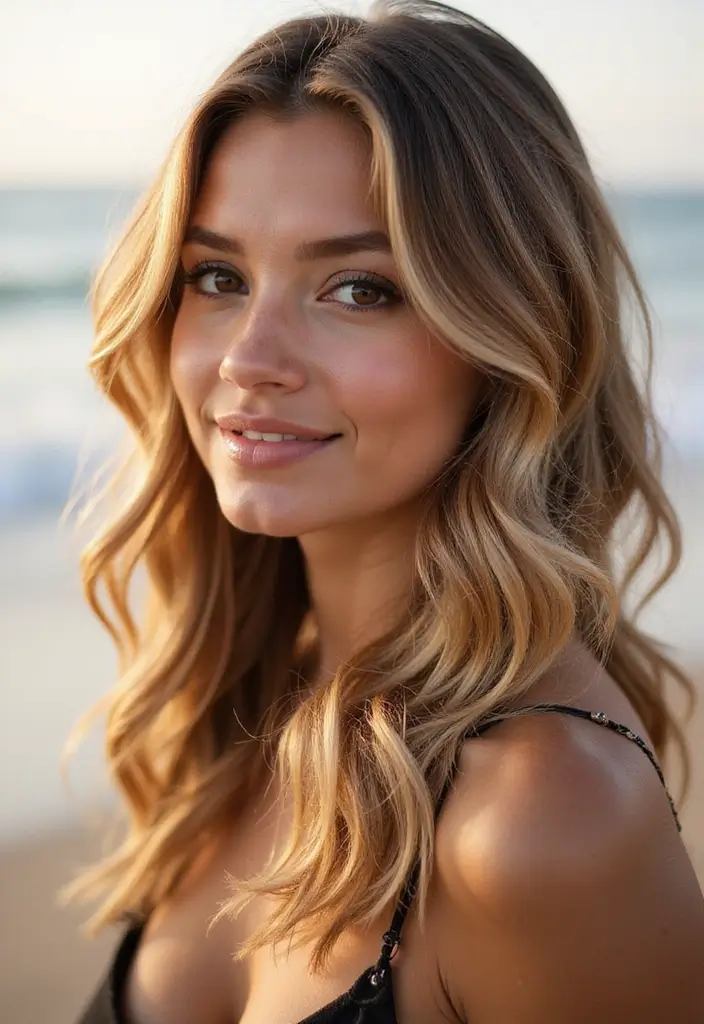 28 Shoulder Length Blonde Hair Looks That Stay Glamorous 1 28 Shoulder Length Blonde Hair Looks That Stay Glamorous - 1. Beachy Waves with Subtle Highlights