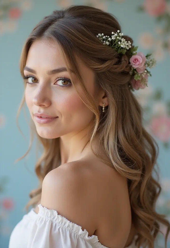 28 Shoulder Length Blonde Hair Looks That Stay Glamorous 8 28 Shoulder Length Blonde Hair Looks That Stay Glamorous - 8. Romantic Half-Updo with Braids