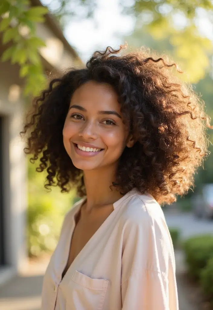 29 Hairstyles for Thin Curly Hair That Add Bounce & Shape 26 29 Hairstyles for Thin Curly Hair That Add Bounce & Shape - 26. Curly Hair with a Side Part