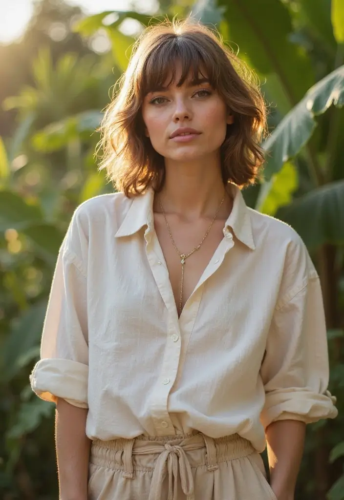29 Medium Length Haircuts with Bangs That Stay Timeless 10 29 Medium Length Haircuts with Bangs That Stay Timeless - 10. Shaggy Cut with Fringe Bangs