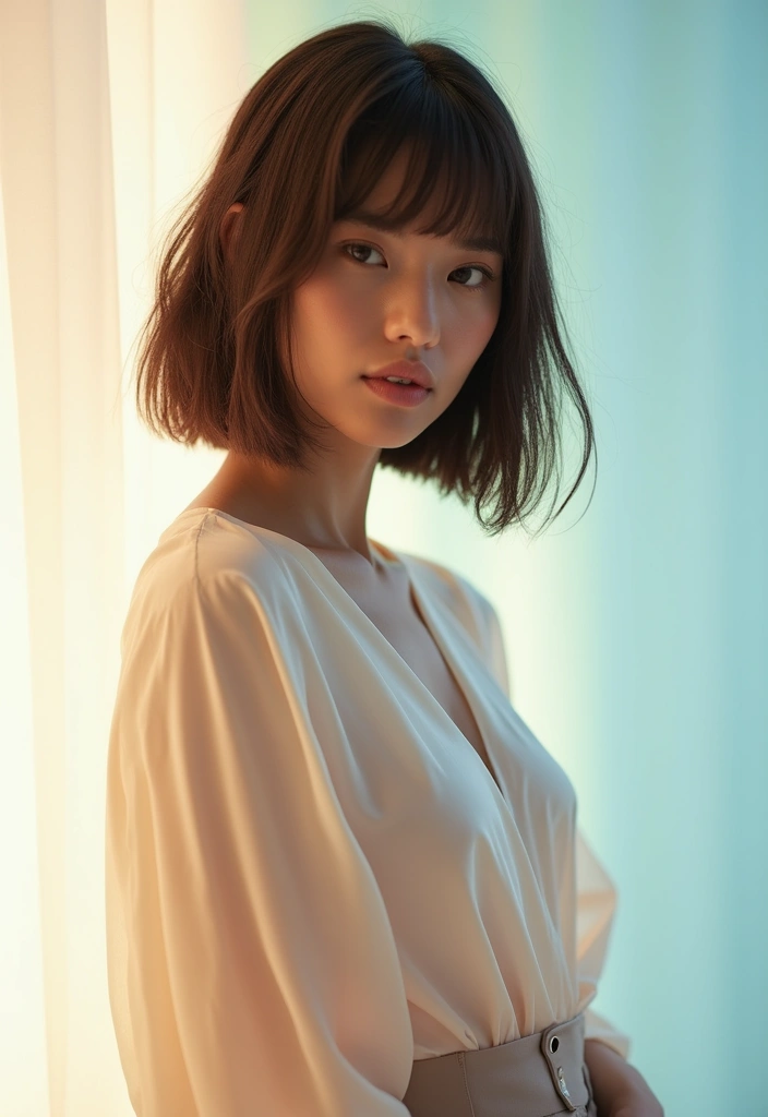 29 Medium Length Haircuts with Bangs That Stay Timeless 25 29 Medium Length Haircuts with Bangs That Stay Timeless - 25. Long Layered Bob with Wispy Bangs