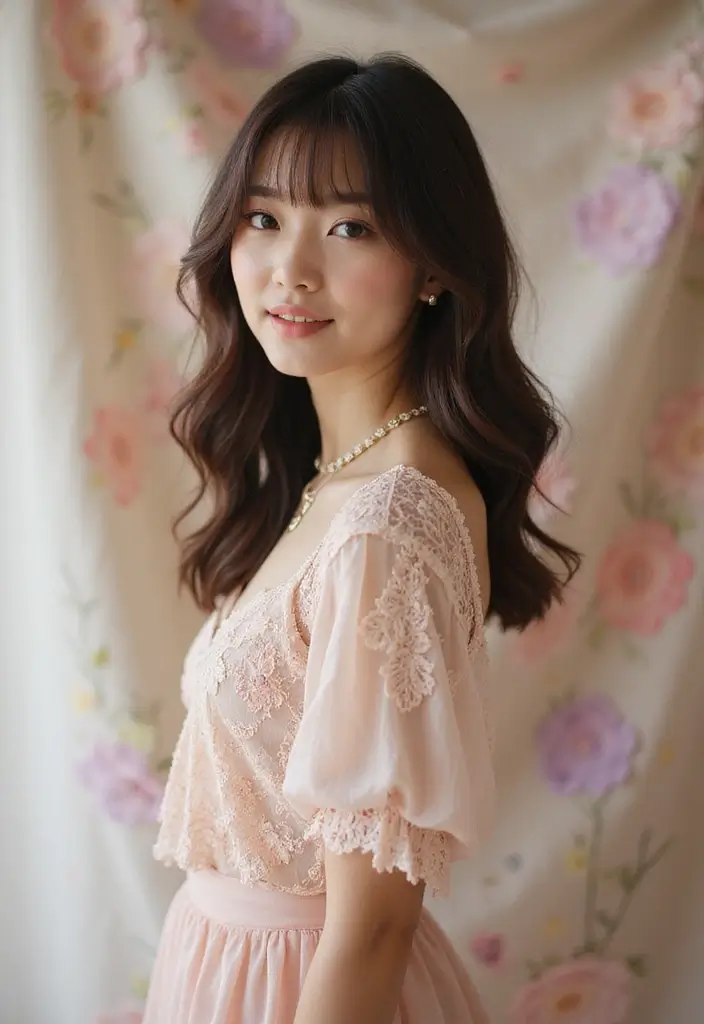 29 Medium Length Haircuts with Bangs That Stay Timeless 6 29 Medium Length Haircuts with Bangs That Stay Timeless - 6. Soft Waves with Baby Bangs