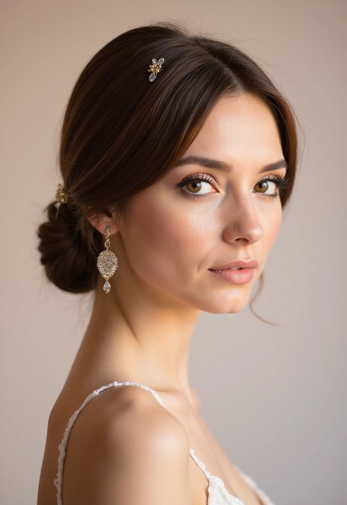 29 Super Chic Hairstyles for Long Faces That Break Up the Length - 6. Low Chignon