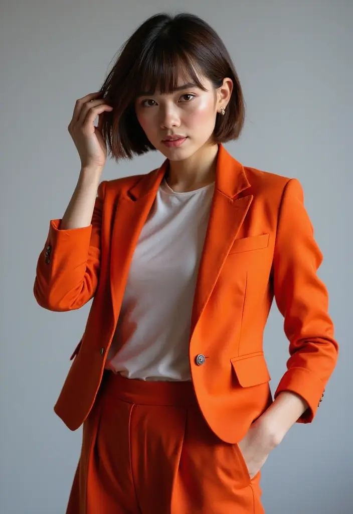 30 Bobs for Round Faces That Look Flattering & Fresh - 11. Asymmetrical Bob with Bangs