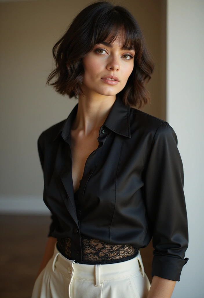 30 Bobs for Round Faces That Look Flattering & Fresh - 22. Bob with a Deep Side Part and Bangs