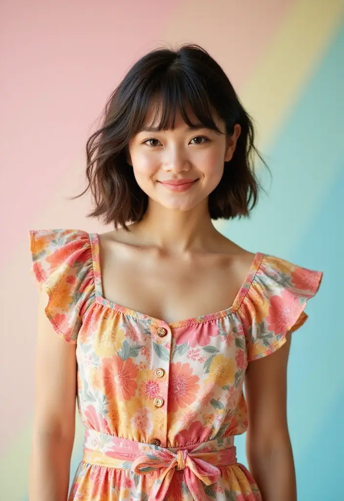 30 Bobs for Round Faces That Look Flattering & Fresh - 23. Fluffy Bob with Cute Bangs