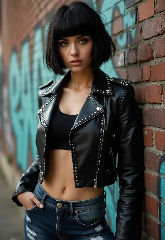 30 Bobs for Round Faces That Look Flattering & Fresh - 28. Edgy Bob with Spiky Bangs