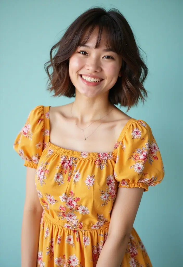 30 Bobs for Round Faces That Look Flattering & Fresh - 4. Wavy Bob with Bangs