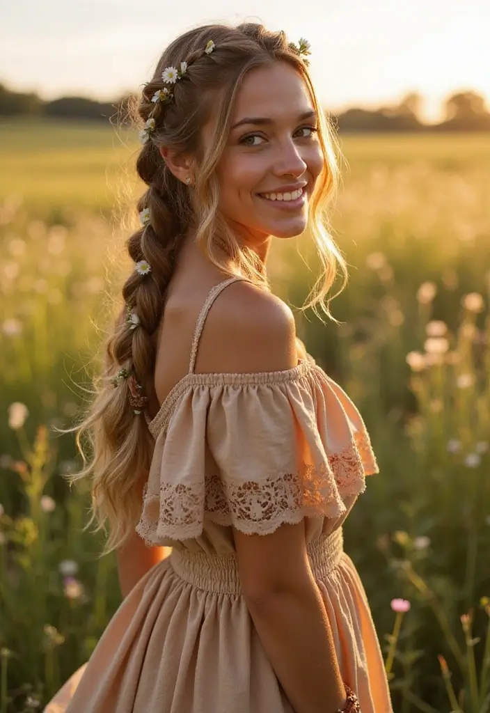 30 Simply Cute Haircuts for Girls That Put You Center Stage 18 30 Simply Cute Haircuts for Girls That Put You Center Stage - 18. Boho Braids with Flowers