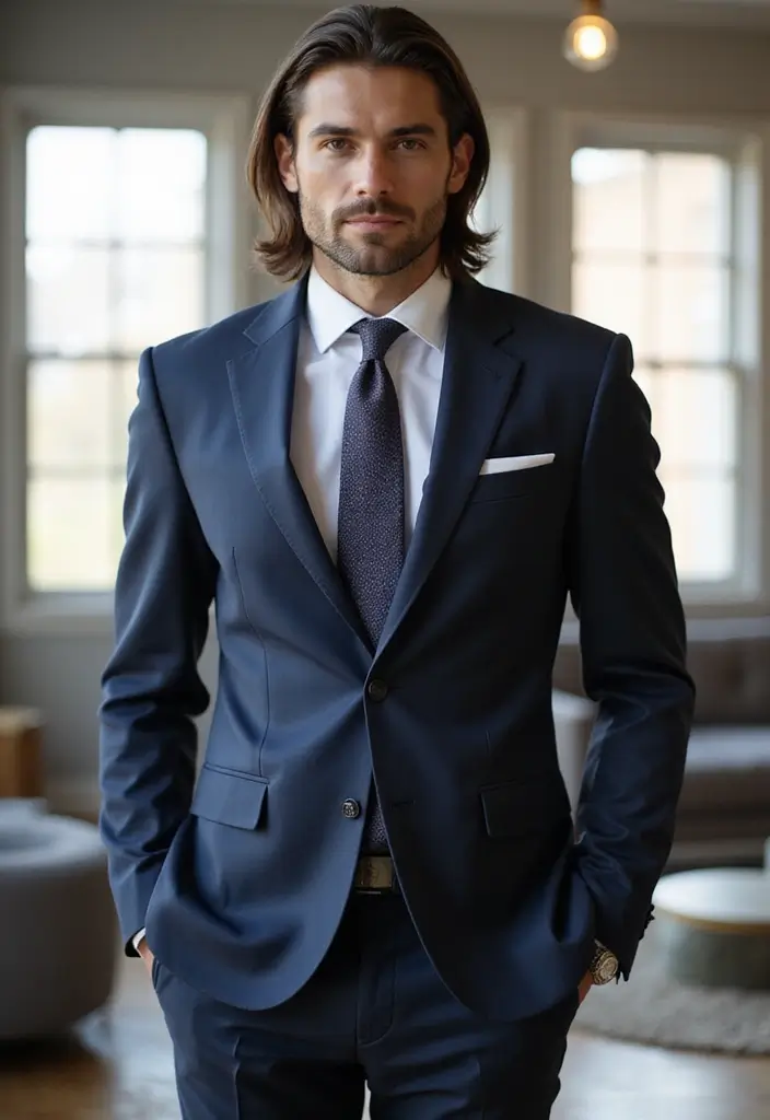 30 Stately Long Hairstyles for Men to Sport with Dignity and Style 30 30 Stately Long Hairstyles for Men to Sport with Dignity and Style - 30. The Long Straight Parting