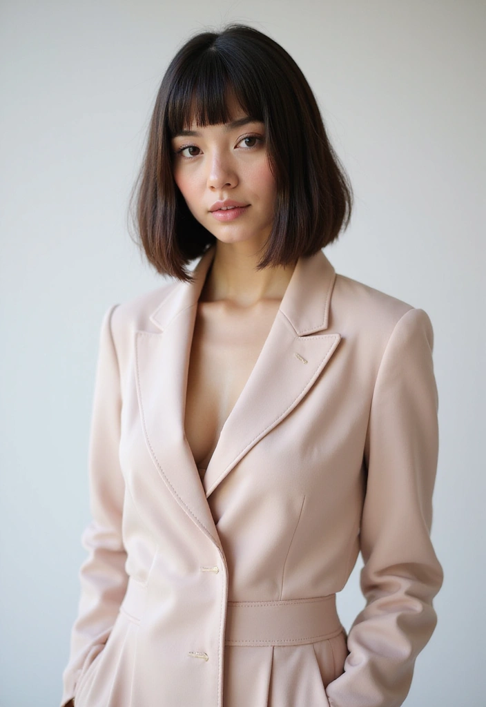 30 Super Cute Short Hairstyles for Round Faces That Flatter Instantly 9 30 Super Cute Short Hairstyles for Round Faces That Flatter Instantly - 9. Blunt Cut with Bangs