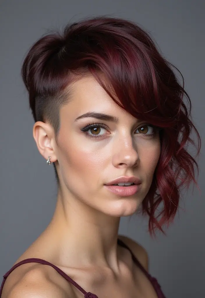 30 Women’s Undercut Hairstyles That Make a Bold Statement 10 30 Women’s Undercut Hairstyles That Make a Bold Statement - 10. Burgundy Balayage Undercut