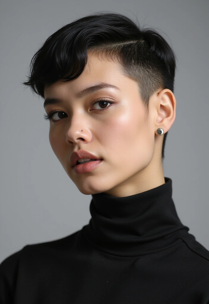 30 Women’s Undercut Hairstyles That Make a Bold Statement 2 30 Women’s Undercut Hairstyles That Make a Bold Statement - 2. Classic Black Shaved Undercut