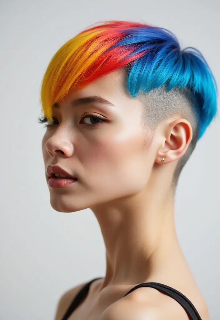 30 Women’s Undercut Hairstyles That Make a Bold Statement 3 30 Women’s Undercut Hairstyles That Make a Bold Statement - 3. Rainbow Undercut