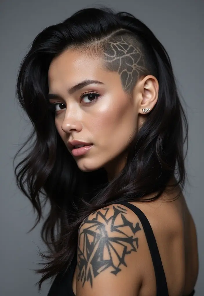 30 Women’s Undercut Hairstyles That Make a Bold Statement 4 30 Women’s Undercut Hairstyles That Make a Bold Statement - 4. Geometric Undercut Design