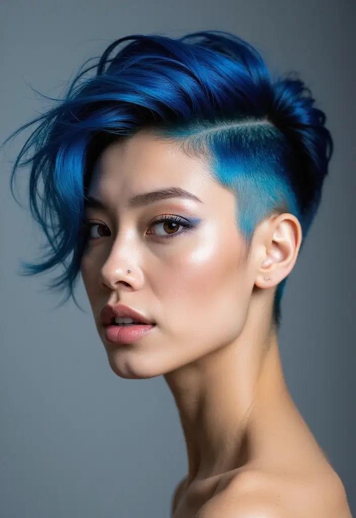 30 Women’s Undercut Hairstyles That Make a Bold Statement 5 30 Women’s Undercut Hairstyles That Make a Bold Statement - 5. Bold Blue Ombre Undercut