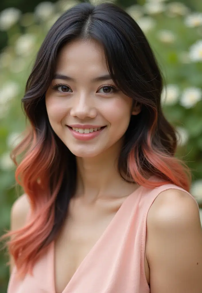 25 Black Hair with Highlights Ideas That Add Subtle Dimension 24 25 Black Hair with Highlights Ideas That Add Subtle Dimension - 20. Coral Creations